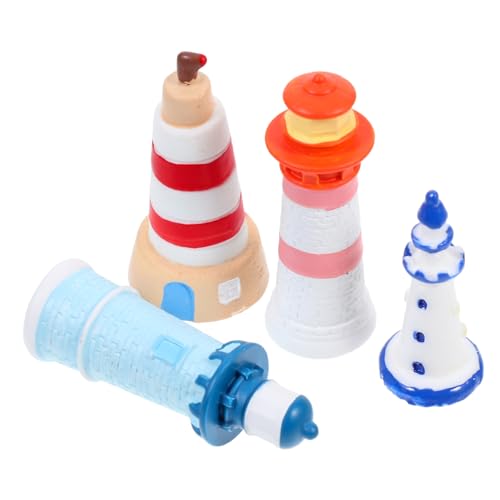 VICASKY 4 Stück Teiliges Mini Leuchtturm aus Harz Bunte Gartendekoration Kleine Küstenlandschaft Figuren Vielseitige DIY Mikro Landschafts Ornamente für Garten und Wohnbereich VICASKY 4 Stück Teiliges Mini Leuchtturm aus Harz Bunte Gartendekoration Kleine Küstenlandschaft Figuren Vielseitige DIY Mikro Landschafts Ornamente für Garten und Wohnbereich von VICASKY