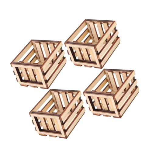 VICASKY 4stücke Mini-holzkiste Für Puppenhaus Kleine Schachteln Aus Holz Mini-aufbewahrungsbox Puppenhauskorb Winzige Holzbehälter Mikro-Landschaft-Accessoires Spielzeug-organisator von VICASKY