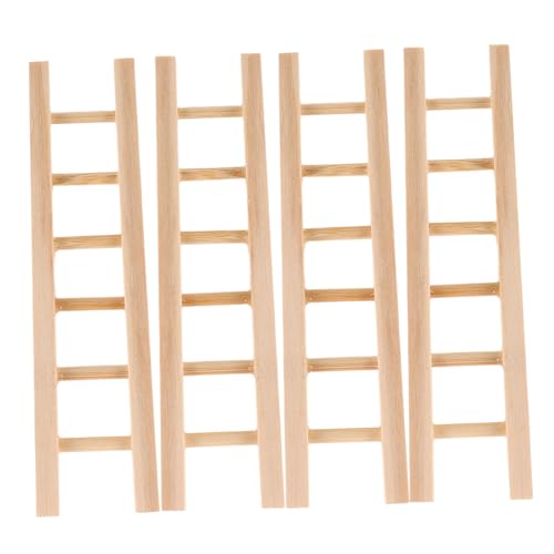 VICASKY 4 Stück Teiliges Miniatur Holzleiter Realistische DIY Puppenhaus Zubehör Stabile für und Kreative Bastelprojekte Naturbelassen Vielseitig Einsetzbar von VICASKY