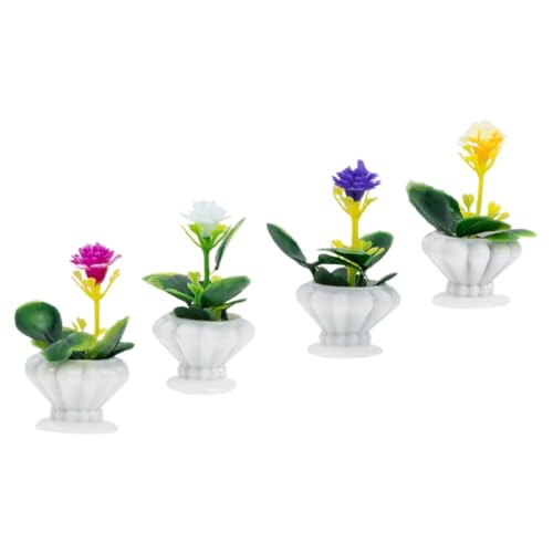 VICASKY 4 Stück Teiliges Miniatur Künstliche Bonsai Deko Realistische Miniatur Topfpflanzen Puppenhaus Dekoration Lebensechte Grüne Pflanzen für Puppenmöbel und Gartenlandschaft von VICASKY