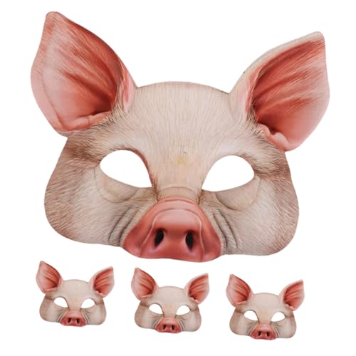 VICASKY 4 Stück Teiliges Pig Animal Mask aus EVA Halbes Gesicht Atmungsaktiv Leicht für Halloween Karneval Cosplay und Kostümpartys von VICASKY