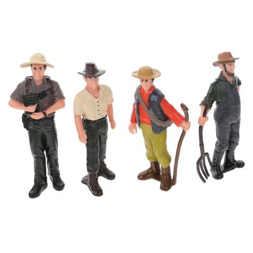 VICASKY 4 Stück Teiliges Realistische Farmworker Figuren aus Hochwertigem Material Robuste Miniatur Bauernhof Modelle Detailreiche Menschenfiguren für Modelllandschaften und von VICASKY