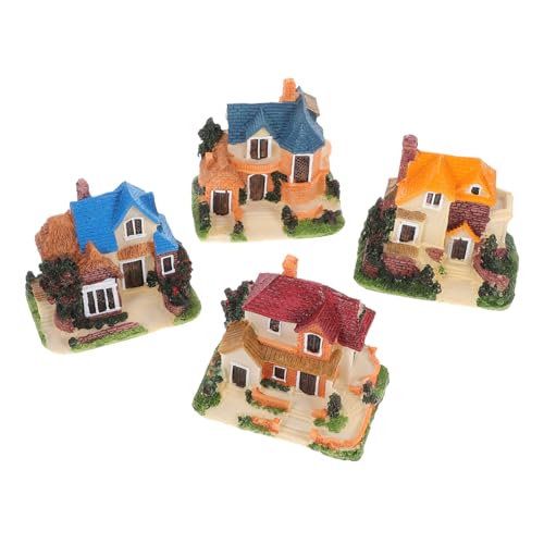 VICASKY 4 Stück Teiliges Resin Miniatur Haus Modell Detailreiche Miniatur Haus Figuren Vielseitige Deko für Garten Tisch und Langlebige Harz Deko im Europäischen Landhausstil VICASKY 4 Stück Teiliges Resin Miniatur Haus Modell Detailreiche Miniatur Haus Figuren Vielseitige Deko für Garten Tisch und Langlebige Harz Deko im Europäischen Landhausstil von VICASKY