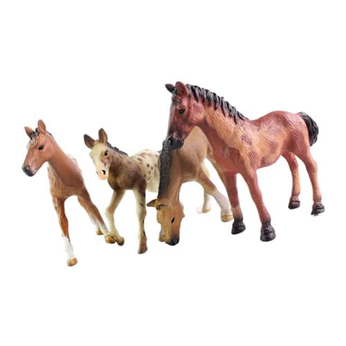 VICASKY 4 Stück Teiliges Simulation Pferdefigur Kunststoff Pferdeornament für Heimdekoration und Kinderspielzeug Leicht und Platzsparend für Schreibtisch von VICASKY