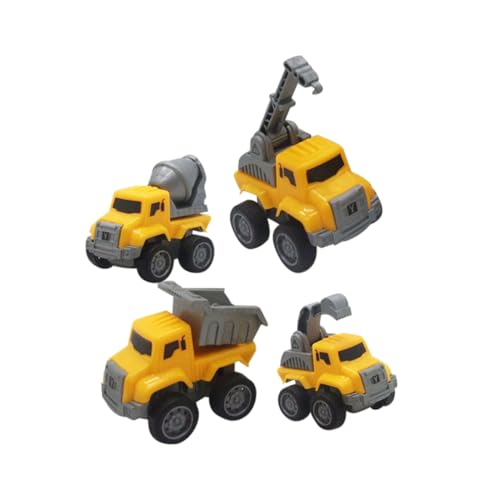VICASKY 4 Stück Teiliges Spielzeugauto für Rückziehfahrzeuge mit Baufahrzeug Modellen für Kreative Spiele im Freien Robust und Sicher für Kleine Hände Baustellen von VICASKY