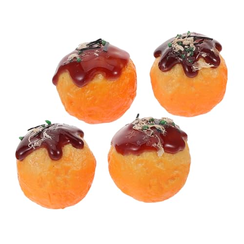 VICASKY 4 Stück Teiliges Takoyaki Modell Realistische Japanische PVC Snacks Detailgetreue Nachbildung für Dekorative Heim und Restaurant Ausstellung Vielseitig für Kreatives Rollenspiel von VICASKY