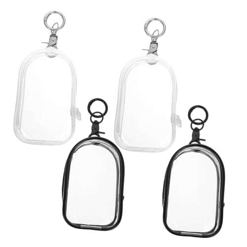 VICASKY 4 Stück Teiliges Transparente Puppentasche mit Schlüsselanhänger Hochsichtbare PVC Hülle für Baumwollpuppen Sichere Aufbewahrung und Praktischer Tragebeutel Kleine Displaytasche von VICASKY