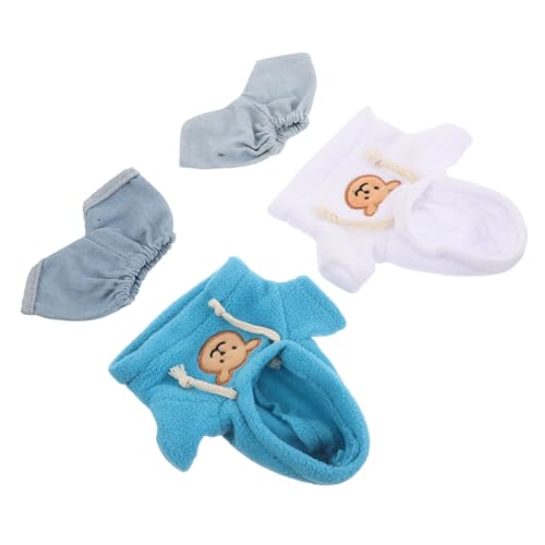 VICASKY 4 Stück Teiliges für Kuscheltiere Süßer Hoodie und Jeans Niedliche Plüschtiere Kleidung DIY Bär Outfits für Puppen Passende Kuscheltier Accessoires von VICASKY