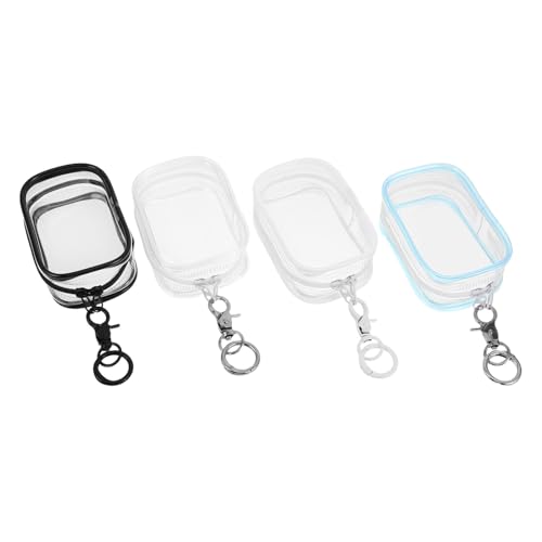 VICASKY 4 Stück Transparente PVC Sammelbag mit Schlüsselanhänger wasserdichte Kleine Aufbewahrungstasche für Figuren Kompakt Stabil und Tragbar für Puppen und Sammlerstücke von VICASKY