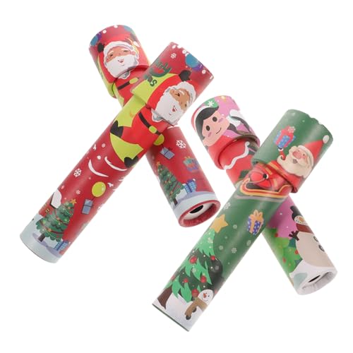 VICASKY 4 Stück Weihnachts Lernspielzeug Weihnachts Beobachtungs Kaleidoskop Spielzeug Für Dekor Kunststoff Papier Kaleidoskop Prisma Spielzeug von VICASKY