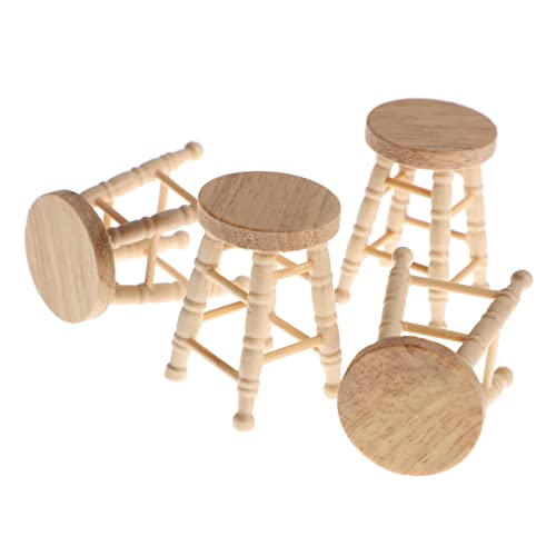 VICASKY Puppenhaus Möbel Set 4pcs Holz Hocker Mini Ornament Dekorationen Für Kinder von VICASKY