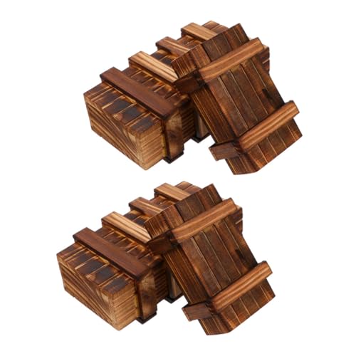 VICASKY 4Er-Box Doppelte offene DREI offene magische Box hölzern Kind Rätsel Spielset aus Holz Spielzeug geheime Schublade Geheimkisten aus Holz doppelt offen Kasten von VICASKY