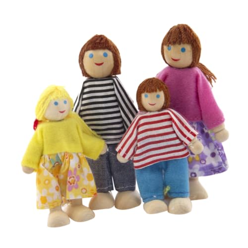 VICASKY 4 Teiliges Holzpuppen Familien Set Puppenhaus Für Rollenspiel Figuren Für Fantasievolles Und Kreative VICASKY 4 Teiliges Holzpuppen Familien Set Puppenhaus Für Rollenspiel Figuren Für Fantasievolles Und Kreative von VICASKY
