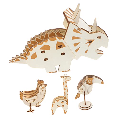 VICASKY 4 Teiliges Holzpuzzle Lernspielzeug Kleinkindpuzzle Tiere Puzzle Für Erwachsene Erwachsenenspielzeug 3D Puzzle 3D Puzzles Für Erwachsene Puzzlespielzeug Kinderpuzzles von VICASKY