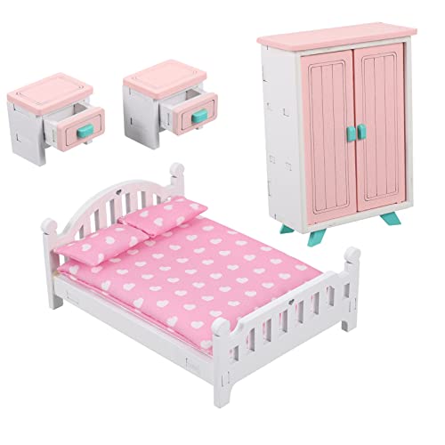 VICASKY 4 Teiliges Miniatur Puppenhaus Schlafzimmer Set Puppenhausmöbel Mit Bett 2 Fensterregalen Und Kleiderschrank Für Kreatives Rollenspiel Und Fantasievolles Für VICASKY 4 Teiliges Miniatur Puppenhaus Schlafzimmer Set Puppenhausmöbel Mit Bett 2 Fensterregalen Und Kleiderschrank Für Kreatives Rollenspiel Und Fantasievolles Für von VICASKY