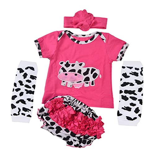 VICASKY 4 Teiliges Set ädchen Puppenbekleidung Kurzarm T Shirt Und Shorts Für 50 Große Reborn Puppen Niedliches Kuh Für Neugeborene Und Kleinkinder von VICASKY