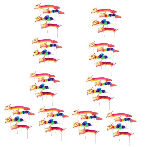 VICASKY 40 Sätze Handgezeichnete Blumen DIY Papierdrache Gefaltete Drachengirlande Aus Gewebe Papierdrache des Neuen Jahres Weihnachtsgirlanden Bildungsangebot Handbuch Kind Marionette von VICASKY