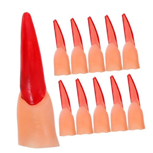 VICASKY 40 Stück Halloween Zombie Finger Realistische Simulation Rote Nägel Leichte Kunststoff Fake Finger für Zeigegeräte Gruselige Party-deko und Cosplay Zubehör Packs von VICASKY