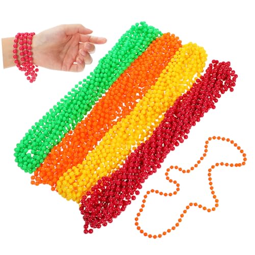 VICASKY 48 . Teiliges Neon Perlenhalsketten Bunte Kunststoffketten in Orange Grün Gelb Rosa Retro Jahre Partyaccessoires für Frauen Karneval Geburtstag Halloween Silvester von VICASKY
