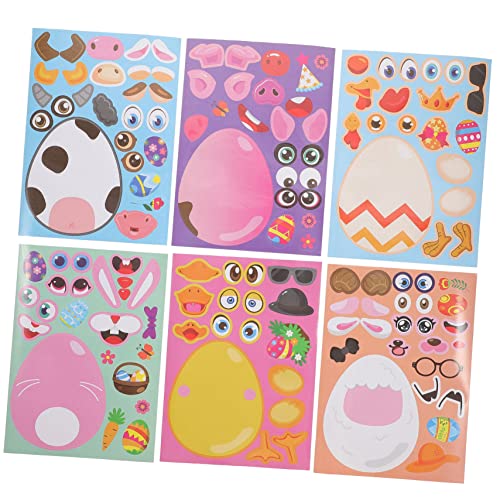 VICASKY 48 Blätter Osterei Aufkleber DIY Eieraufkleber Spiel Puzzle Aufkleber Dekorative Osterei Aufkleber DIY Ostern Abziehbilder Cartoon Türaufkleber Osterei Muster Aufkleber Papier von VICASKY