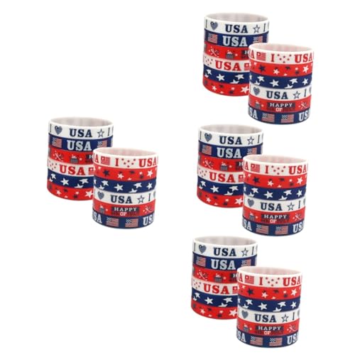 VICASKY 48 Stck. Teiliges Unabhängigkeitstag Silikonarmbänder Dekorative Bruchsichere Leichte Party Armbänder mit Patriotischem Design Vielseitig für Feierlichkeiten und Geschenke von VICASKY
