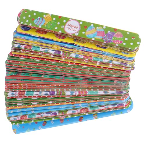 VICASKY 48 Stück Teiliges Ostern Slap Armband Bunte Gummiarmbänder mit Osterelementen Verstellbare Wristbands für Osterparty Mitgebsel und Geburtstagsfeiern von VICASKY