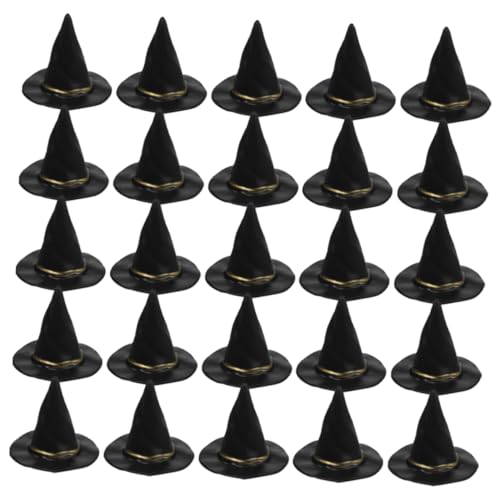 VICASKY 48Stücke Miniatur Hexenhüte für Halloween Dekoration DIY Bastelbedarf Tisch und Kuchendekoration Schicke Hexenkappen für Getränke und Puppenhäuser von VICASKY