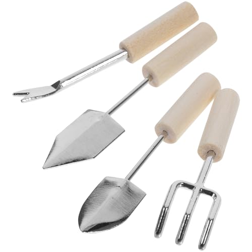VICASKY 4Pcs Simulationsschaufel wohnzimmerdeko bastelzeug Mini-Wasserkannen-Zubehör Werkzeug-Ornament Hydrokanne puppenhaus wasserkocher kleine Gießkanne Mini-Hausgartenwerkzeug hölzern von VICASKY