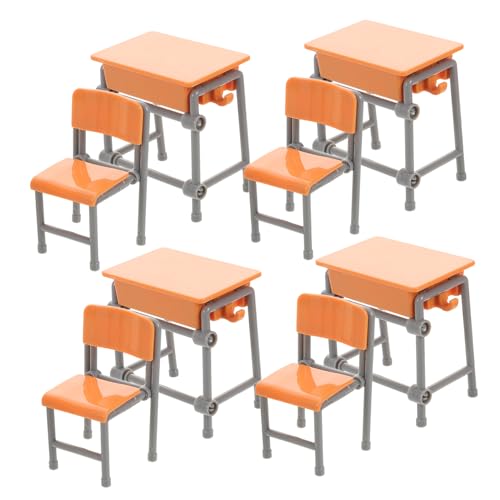 VICASKY 4Sätze Miniatur Schultisch und Stuhl Teiliges Puppenhaus Schulmöbel Realistisches Miniatur Zubehör für Kreative Dekoration und VICASKY 4Sätze Miniatur Schultisch und Stuhl Teiliges Puppenhaus Schulmöbel Realistisches Miniatur Zubehör für Kreative Dekoration und von VICASKY