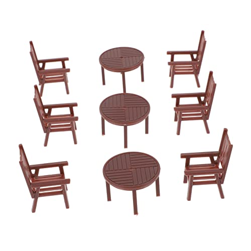 VICASKY 4Sätze Tischstuhl Set Teiliges Puppenhaus Möbel Set Simulierte Deko für Mini Szenen und Tragbar für Miniaturprojekte von VICASKY