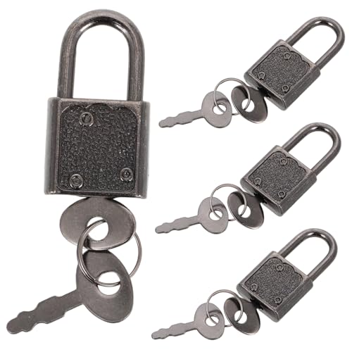 VICASKY 4Stücke Mini Vorhängeschlösser Metall mit Schlüssel für Piratenspielzeug für Schatzkisten und Tagebücher Sicher und Kreativ für Fantasievolles von VICASKY