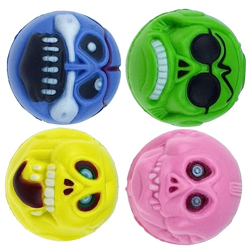 VICASKY 4Stücke Teiliges Halloween Gesicht Gummiball Bunte Elastische und Springende Bälle für Partyzubehör für Freizeitaktivitäten Zufällige Farben VICASKY 4Stücke Teiliges Halloween Gesicht Gummiball Bunte Elastische und Springende Bälle für Partyzubehör für Freizeitaktivitäten Zufällige Farben von VICASKY