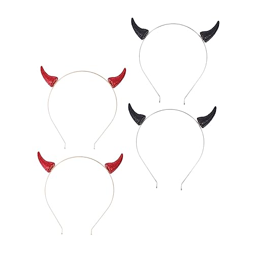 VICASKY 4Stücke Teiliges Halloween Haarreif Einzigartige Teufelshörner für Cosplay Halloween Party und Geburtstagsfeiern Festliche Haaraccessoires Zufälligen von VICASKY