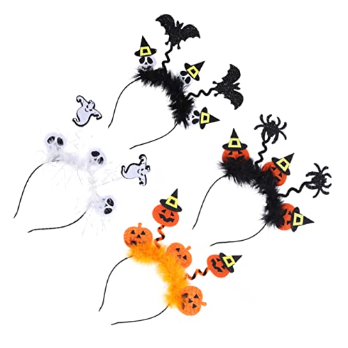 VICASKY 4Stücke Teiliges Halloween Stirnband Mit Kürbis Spinne Und Geist Haarschmuck Accessoires Für Karneval Kostümparty Und Halloween Dekoration von VICASKY