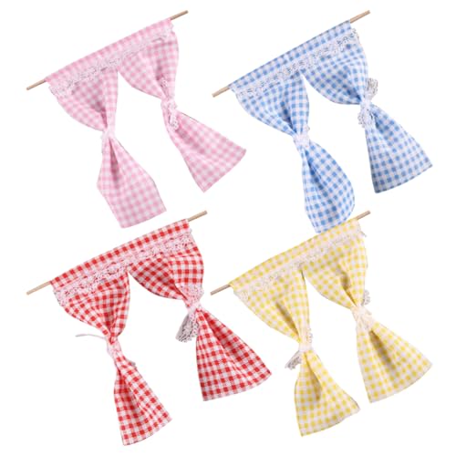 VICASKY 4Stücke Teiliges Mini Vorhangmodell für Puppenhäuser Dekorative Fensterstoffe Gelb Rot und Blau für DIY Puppenhausmöbel und Zubehör für Küche Bad und Schlafzimmer VICASKY 4Stücke Teiliges Mini Vorhangmodell für Puppenhäuser Dekorative Fensterstoffe Gelb Rot und Blau für DIY Puppenhausmöbel und Zubehör für Küche Bad und Schlafzimmer von VICASKY
