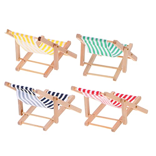 VICASKY 4Stücke Teiliges Miniatur Strandstuhl Dekorationsset für Puppenhäuser Farben für DIY und Gartenlandschaften VICASKY 4Stücke Teiliges Miniatur Strandstuhl Dekorationsset für Puppenhäuser Farben für DIY und Gartenlandschaften von VICASKY