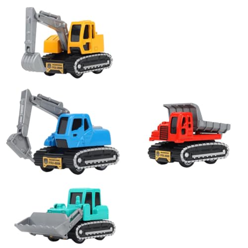 VICASKY 4er Set Aufziehautos Ingenieurfahrzeuge Für Rückziehspielzeug Bagger LKW Und Baustellenfahrzeuge Ideal Ab 3 Jahren Robustes Metallmodell von VICASKY