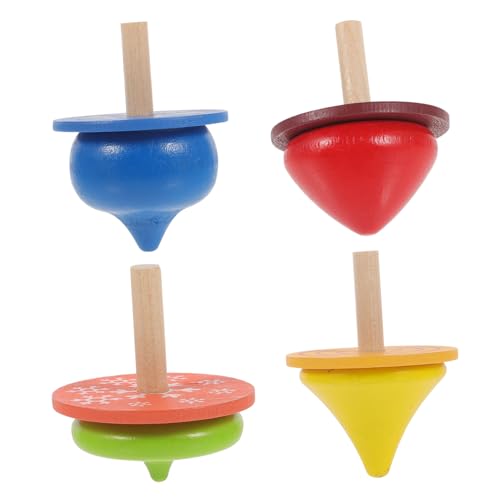 VICASKY Jungen Mädchen Lernspielzeug 4-teilig Holz Gyro Sicheres Handgemachtes Spielzeug Für Kinder von VICASKY