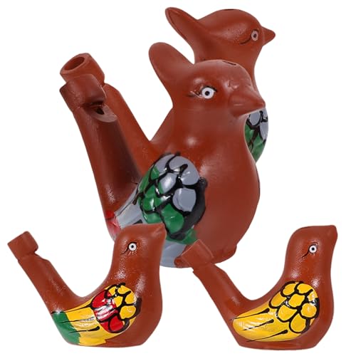 VICASKY Handbemaltes Keramik-vogelpfeifen-set 4-teilig Wassersänger-spielzeug Für Kinder Realistische Trällergeräusche Badespaß Zufälliger Stil von VICASKY