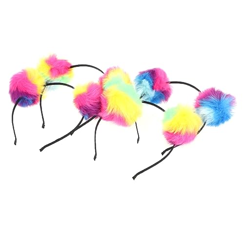 VICASKY 4stücke Teiliges Plüschball-haarband Farbenfrohes Haaraccessoire Für Partys Und Aufführungen Fuzzy Ball Haarklammer Für Erwachsene von VICASKY
