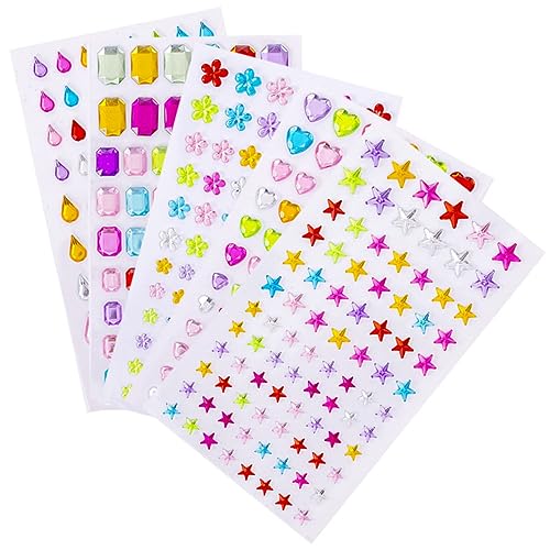 VICASKY 5 Bögen Kristall Diamant Aufkleber Nagelaufkleber Juwelenaufkleber Strass Aufkleber Laptop Aufkleber Tassen Kristallaufkleber Bastel Kristallaufkleber DIY Aufkleber Buntes von VICASKY
