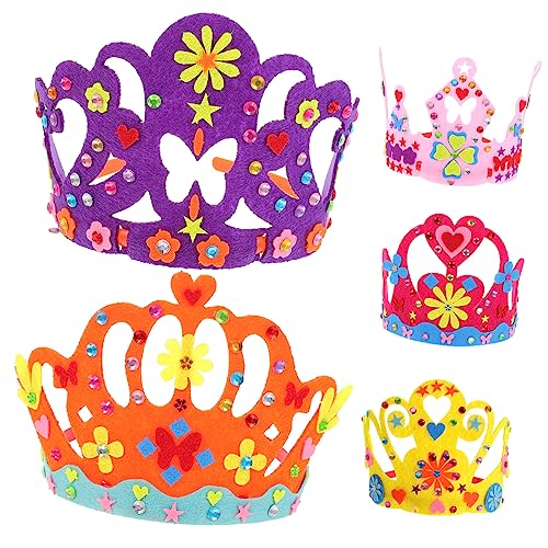 VICASKY 5 Diy Krone Papierkronen Prinzessin Geburtstag Prinzessinnenkronen Für Kleine Mädchen Kinderkönigskronen Diy Geburtstag Schaum Alles Zum Geburtstag Nicht Gewebt Baby Mini von VICASKY