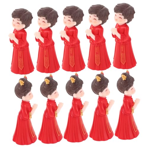VICASKY 5 Paare Chinesische Hochzeitsdekoration Mini Braut Bräutigam Figuren für Kuchen Tortenaufsatz DIY Mikro-landschaft Dekor Traditionelle Hochzeit Fest Tischdeko von VICASKY