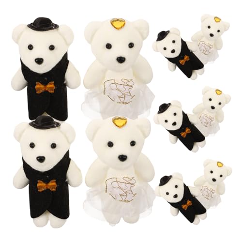 VICASKY 5 Paare Plüschbären Hochzeitspaar Dekorative Kuscheltier Braut und Bräutigam Stofftier für Valentinstag und Festlichkeiten von VICASKY