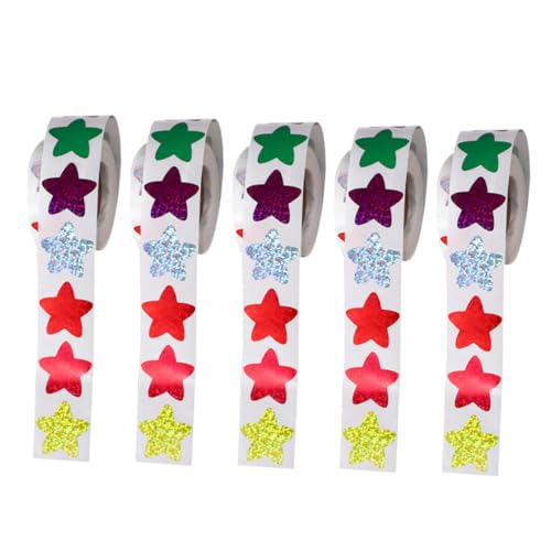 VICASKY 5 Rollen Stern klebesticker Stickers Aufkleber Ermutigungsaufkleber Aufkleber für Aufkleber für Mini-Aufkleber Aufkleber Klassenzimmer Aufkleber anregen Papier von VICASKY