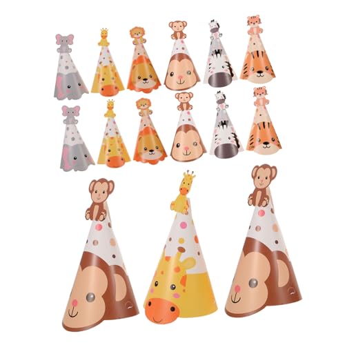 VICASKY 5 Sätze Geburtstagshüte Jungle Tiermotive Papierpartyhüte Tiger Elefant Kindergeburtstag Partyzubehör Verstellbar Für Jungen Mädchen VICASKY 5 Sätze Geburtstagshüte Jungle Tiermotive Papierpartyhüte Tiger Elefant Kindergeburtstag Partyzubehör Verstellbar Für Jungen Mädchen von VICASKY