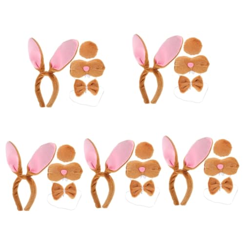 VICASKY 5 Sätze Hasenohren Stirnband Set Plüsch Bunny Ohren Cosplay Kostüm Zubehör mit Fliege und für Halloween Karneval Party Erwachsene VICASKY 5 Sätze Hasenohren Stirnband Set Plüsch Bunny Ohren Cosplay Kostüm Zubehör mit Fliege und für Halloween Karneval Party Erwachsene von VICASKY