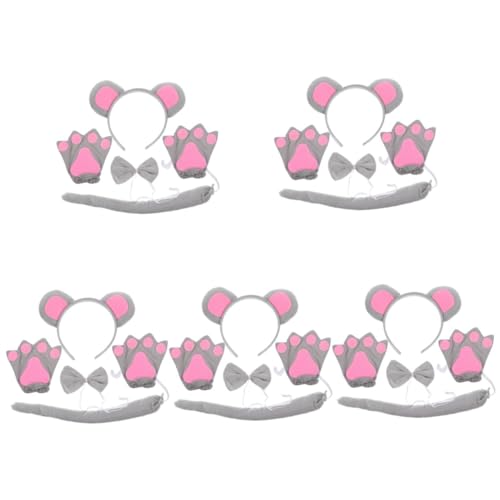 VICASKY 5 Sätze Niedriges Gewicht Maus Kostüm Set mit Grauem Ohren Haarreif Handschuhen und Schleife Bequemes Animal Cosplay Zubehör für Kindergeburtstag Karneval und Faschingsfeiern VICASKY 5 Sätze Niedriges Gewicht Maus Kostüm Set mit Grauem Ohren Haarreif Handschuhen und Schleife Bequemes Animal Cosplay Zubehör für Kindergeburtstag Karneval und Faschingsfeiern von VICASKY