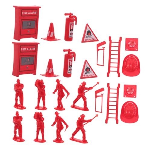 VICASKY 5 Sätze Teiliges Feuerwehrmann Spielset mit Miniatur Feuerlöscher und Feuerwehrfiguren Robustes Kunststoff-Design Realistische Ausstattung für Rollenspiele und Puppenhaus Fördert von VICASKY