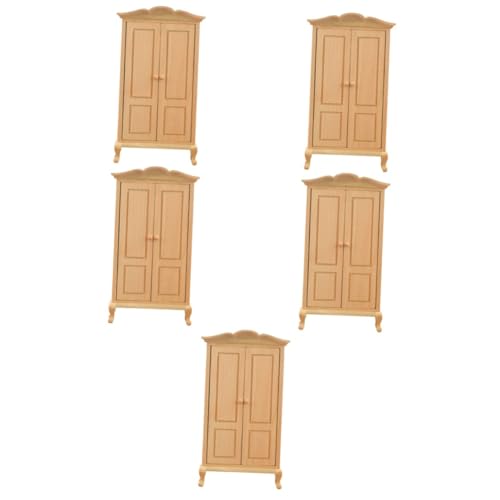 VICASKY 5 Stck. Miniatur Holz Kleiderschrank Möbelmodell Puppenhaus Zubehör Miniatur Schrank Ornament für Kinderzimmer Dekoration von VICASKY
